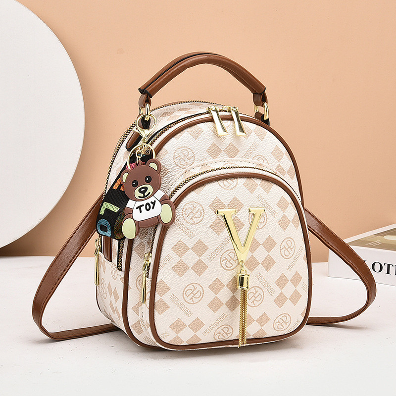 Mochila Feminina Fashion Vintage Couro PU Bolsa De Ombro E Crossbody , Elegante De Grande Capacidade
