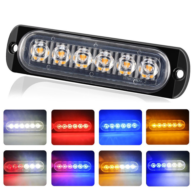 1Pcs 6 Luzes de Advertência LED para Caminhão Carro Amarelo Branco Azul Lâmpada Estroboscópica de Emergência 12-24V Alta