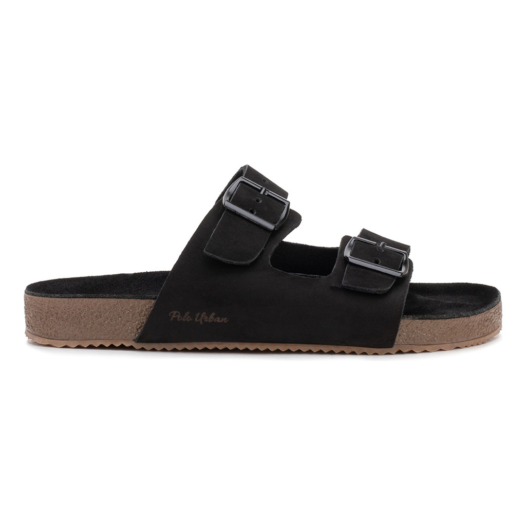 Chinelo Sandalia Duas Fivelas Em Couro Legitimo