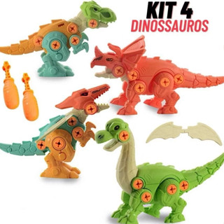 Kit 4 Dinossauros Monta e Desmonta Educativo Pedagógico em Oferta na Shopee