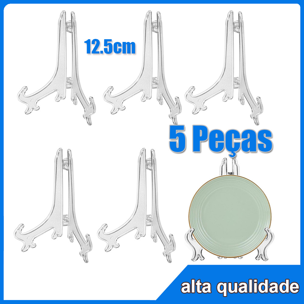5Pçs Transparente Plástico Expositor De Suporte Para Livro De Artesanato Porta-Livros Foto Pedestal Decoração 12.5cm