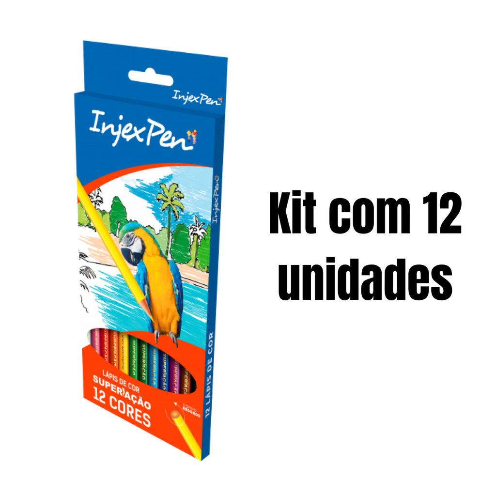 Kit 12 Caixas Lápis de Cores InjexPen 12 Cores