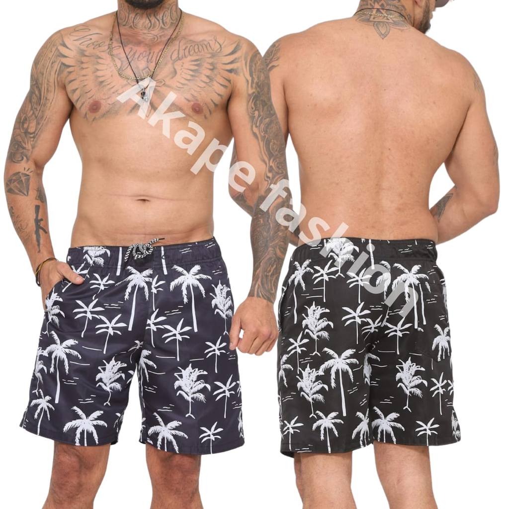 Bermuda Tactel Elastano  Coqueiro Masculina kit com 2 Short Casual Atlético Moda verão férias. em Oferta na Shopee