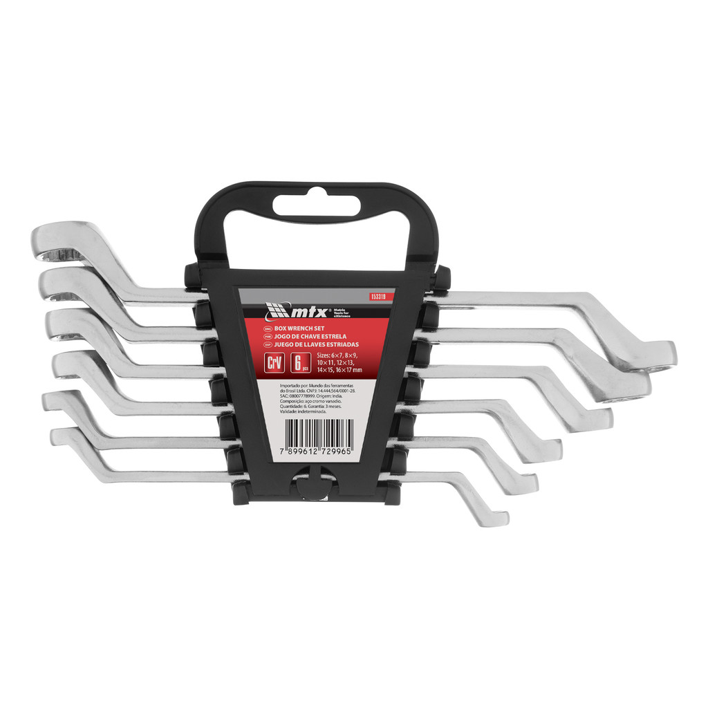 JOGO DE CHAVE ESTRELA, CROMO VANADIO, CROMO FOSCO, 6-17MM, 6PCS // MTX em Oferta na Shopee