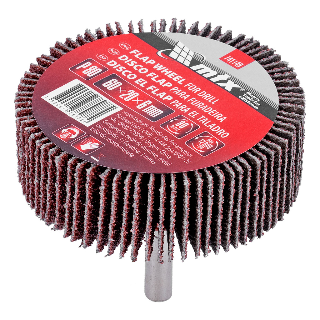 RODA DE LIXA, COM HASTE PARA FURADEIRA, GRAO 80, 60 X 20 X 6MM, 1PC // MTX em Oferta na Shopee