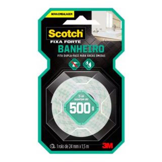 Fita Dupla Face Fixa Forte Banheiro Scotch 3m 24mm X 1,5m em Oferta na Shopee