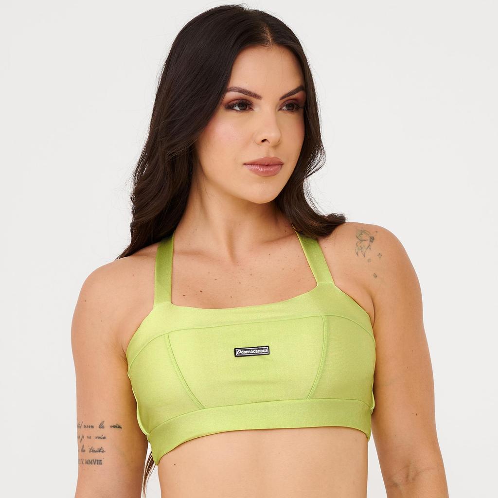 Top Faixa Com Recortes Amarelo Jet Set Platinado em Oferta na Shopee