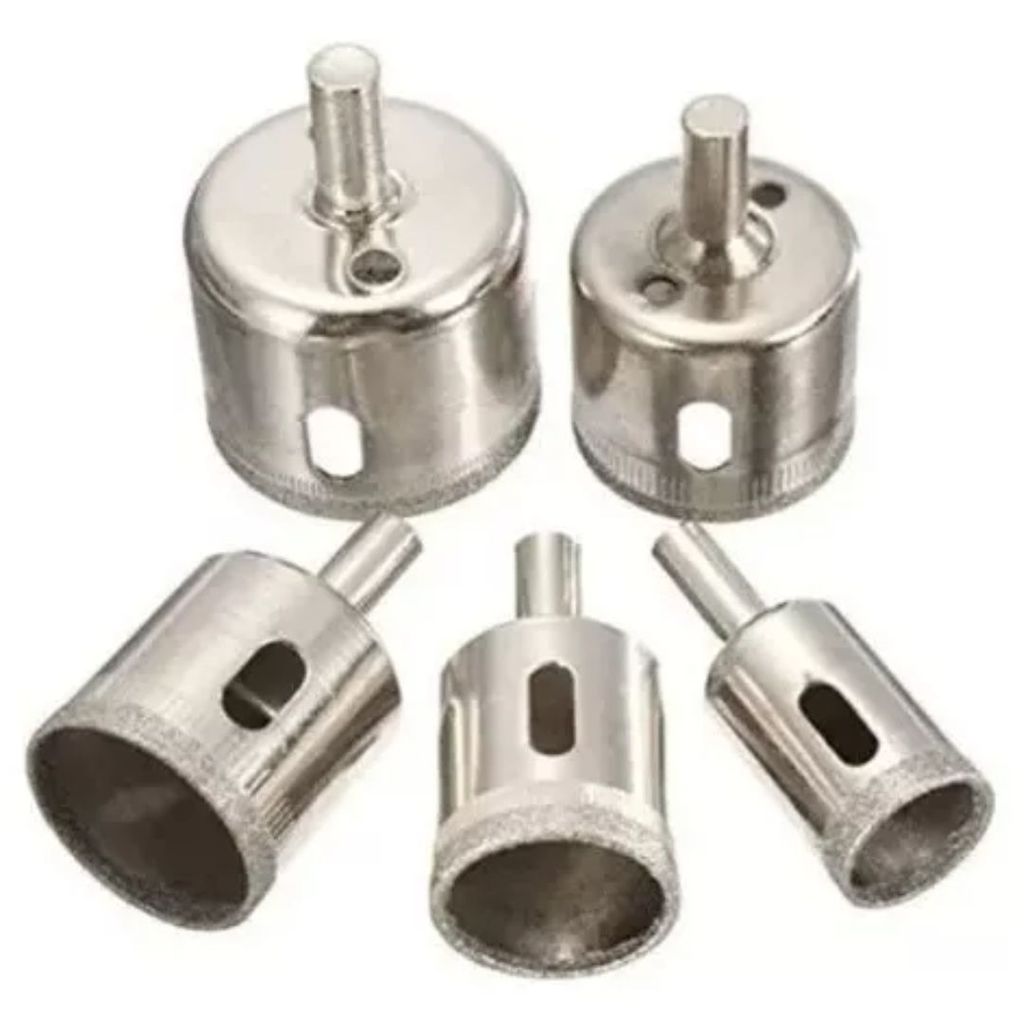 JOGO COM 5 BROCAS DIAMANTADAS 25-50MM CERAMICA VIDRO PISO