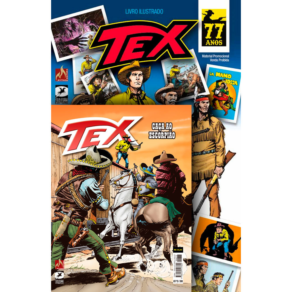 Comics - Tex 673 + Álbum de figurinhas Tex - por Pasquale Ruju - Mythos Editora ISBN 9786559517602
