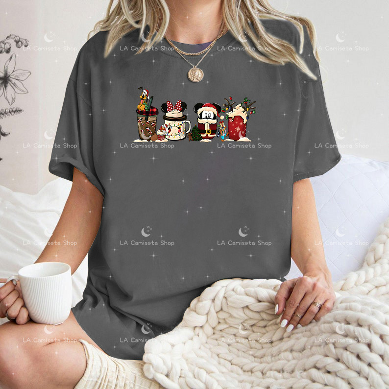 [Camiseta Premium Algodão Puro]LA Camiseta Feminina Premium Plus Size  Natal, Mickey Neve, Oversized #yt11182