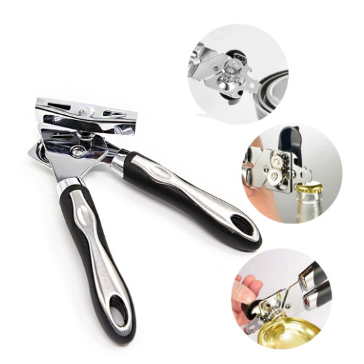 Abridor De Latas E Garrafas Aço Inox Manivela Profissional Casa WL-2552