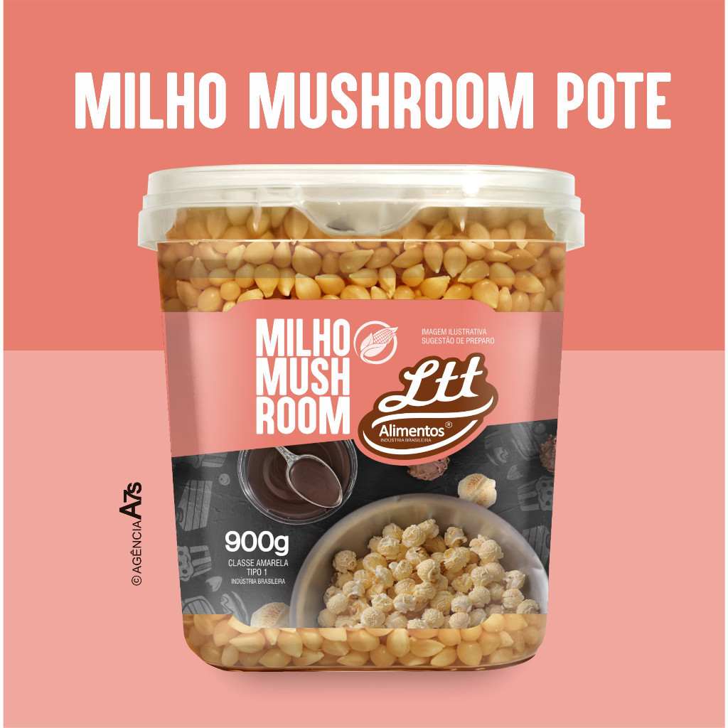 Milho Mushroom 900g Pipoca Especial Gourmet Com Pote Incluso