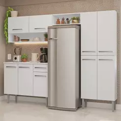 Armário De Cozinha Completa 229cm Branco Emilly Madesa 17 Branco