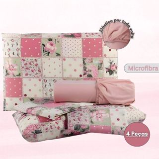 Jogo de Lençol King Size - 4 Peças 1,93m x 2,03m x 30cm de Altura Estampas Sortidas em Oferta na Shopee