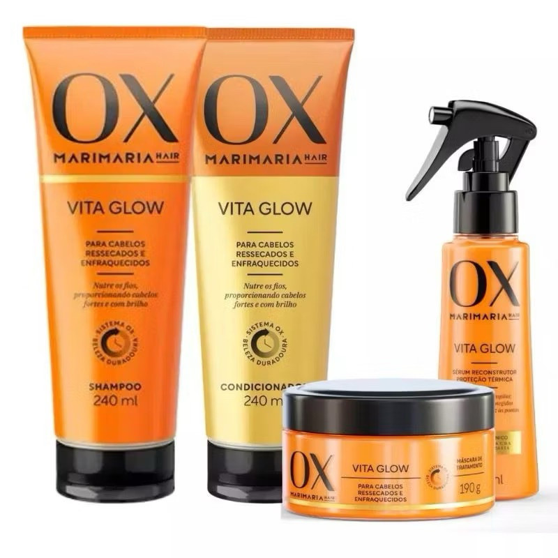 Kit Linha Ox Mari Maria Vita Glow - Shampoo + Cond 240ml + Máscara + Sérum