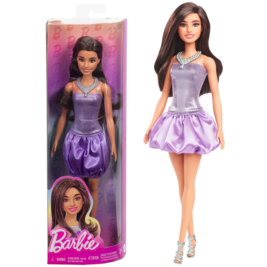 Boneca Barbie Fashionistas Castanho Vestido Roxo #234 - Mattel