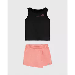 Conjunto Infantil Menina Regata E Shorts Saia Em Moletinho Rajado Malwee Kids