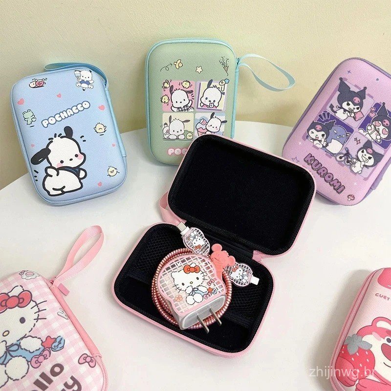 Bolsa de Armazenamento Kawaii KT Kuromi Pochacco Proteção de Cabo de Dados Carregador de Telefone Celular Fone de Ouvido