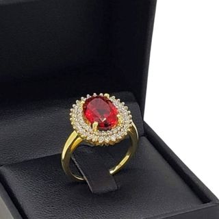 Anel Cristal Cravejado De Zirconias Banho De Ouro 18k 3259