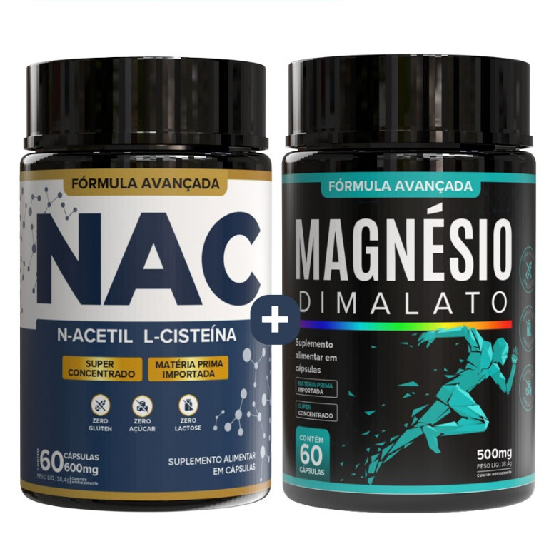NAC N-Acetil L-Cisteína + Magnésio Dimalato – Energia, Proteção e Equilíbrio Diário - 120 Caps em Oferta na Shopee