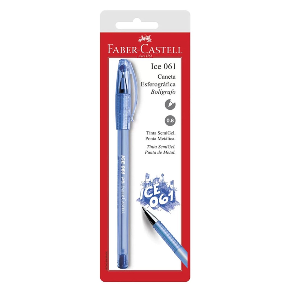 Caneta esferográfica 0.8 Ice 061 Azul com 1 unidade Faber-Castell
