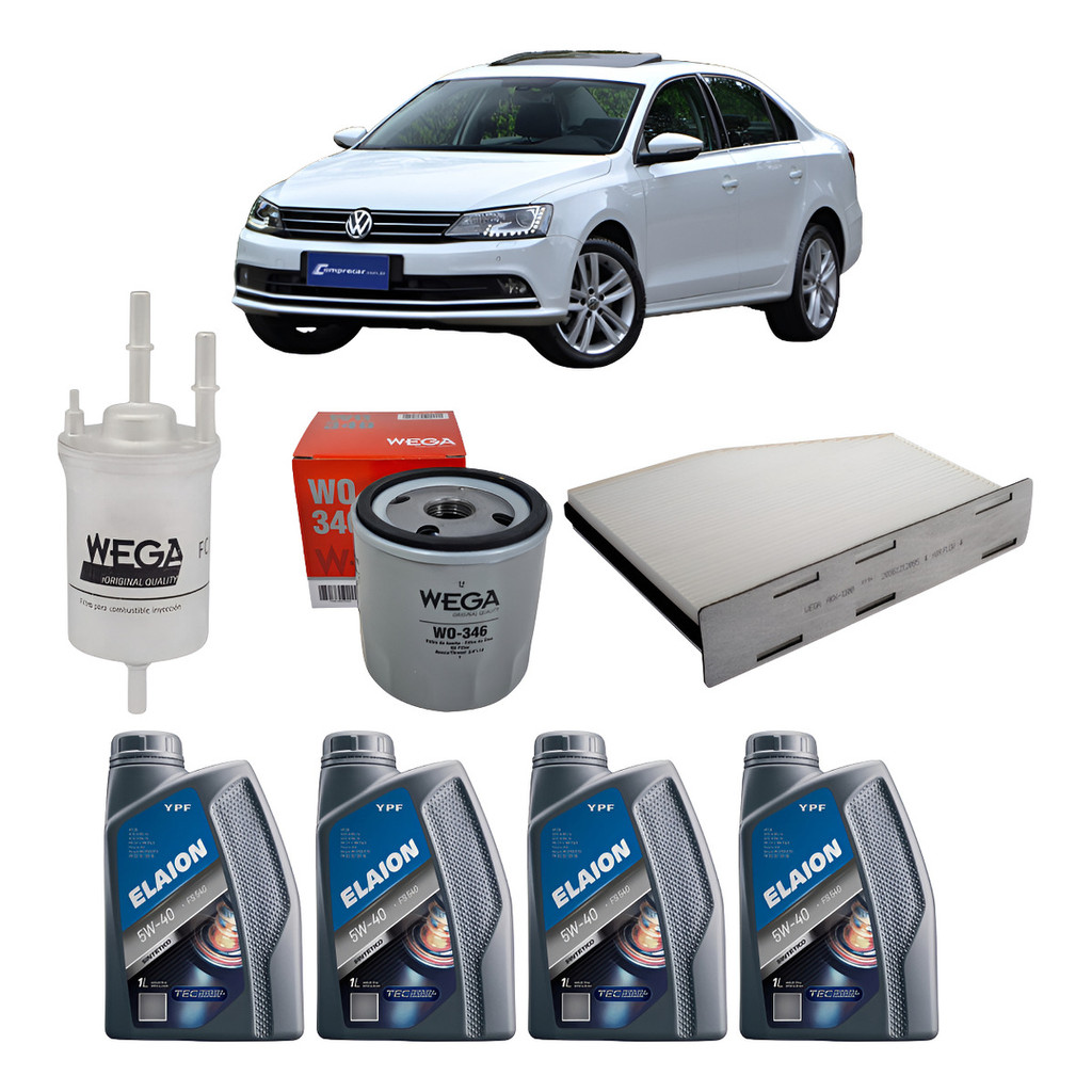 Kit Troca De Óleo Motor 5w40 E Filtros Jetta 1.4 Tsi