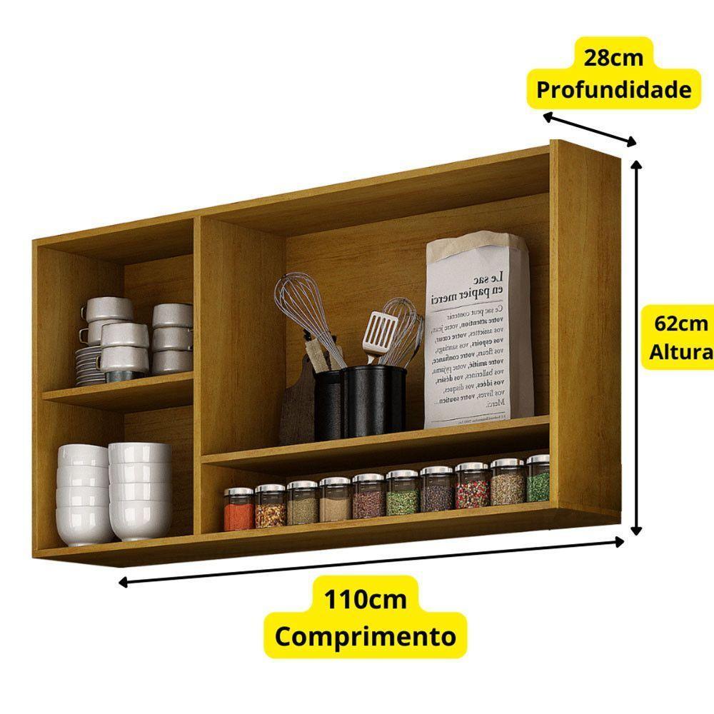 Detalhes do Armário Aéreo Cozinha Athenas 3 Portas Mobilihouse Cinamomo/cinza Acetinado
