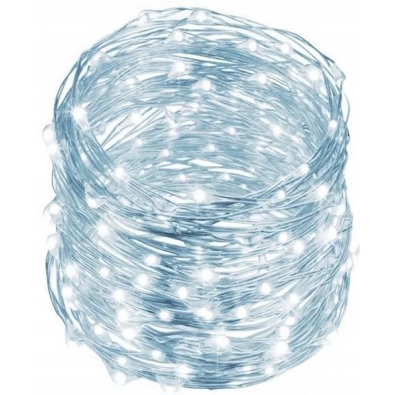 Fio Fada Cordão De Led 10m 100 Leds Fixo Pilha Branco Quente Colorido