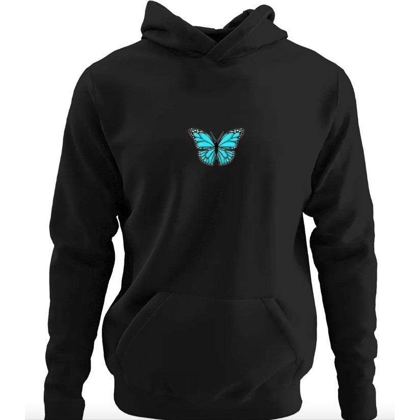 Moletom Canguru Borboleta Azul Butterfly Tumblr Lançamento