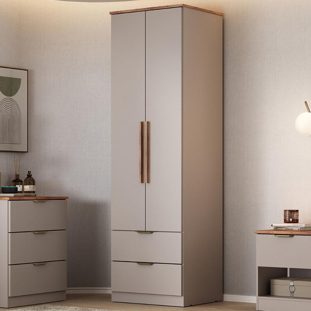 Guarda Roupa Solteiro 2 Portas Milan Carraro Avelã em Oferta na Shopee