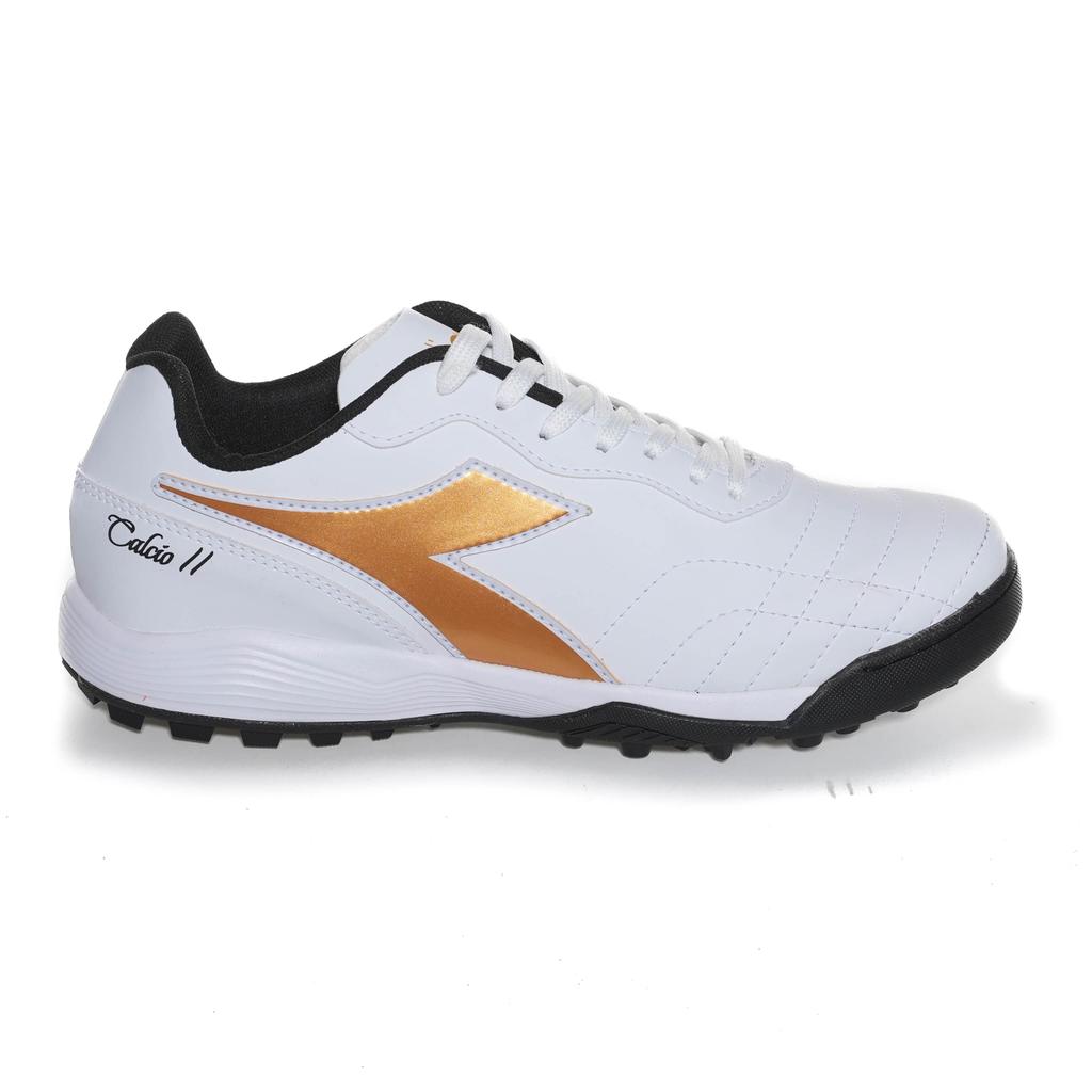 Chuteira Unissex Diadora Calcio II Society Branco e Dourado em Oferta na Shopee