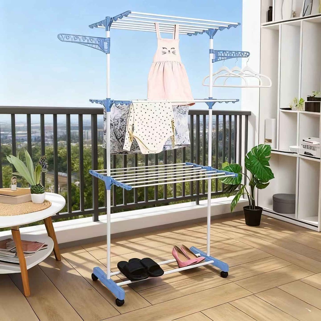 Varal de Chão Dobrável 3 Andares com Rodas - Suporta 30kg, Estrutura Reforçada em Oferta na Shopee