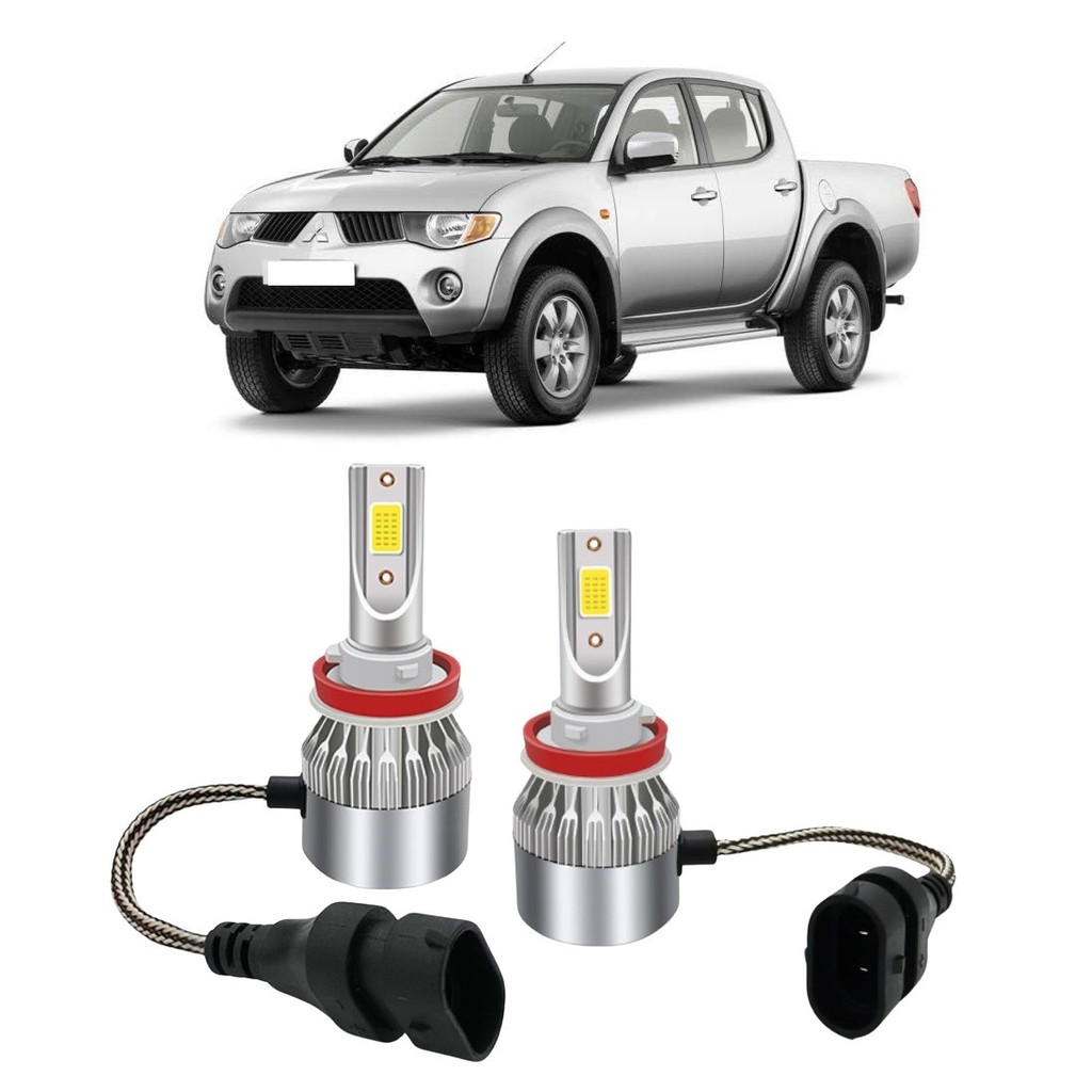 Par Lampada Super LED Farol de Milha L200 Triton 2007 a 2015 6000k  H11