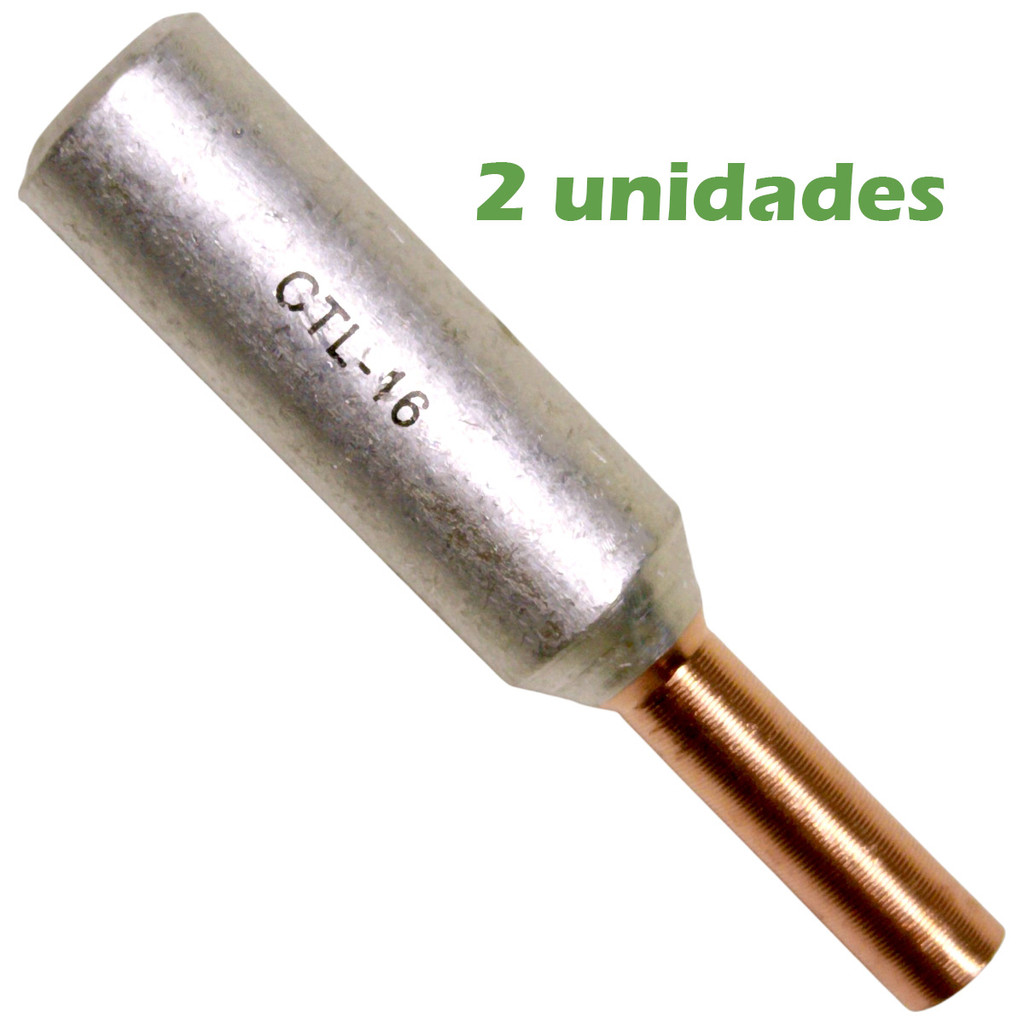 Kit 2 Terminal Pino Bimetálico de Compressão para Cabo de Alumínio de 16mm