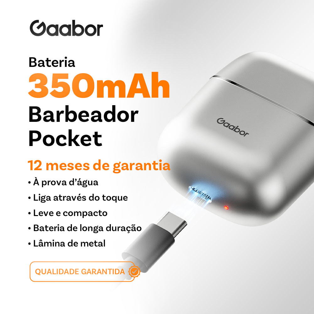Gaabor Aparador Masculino com Carregamento Type-C Barbeador Portátil Dupla Lamina ER-T01 em Oferta na Shopee