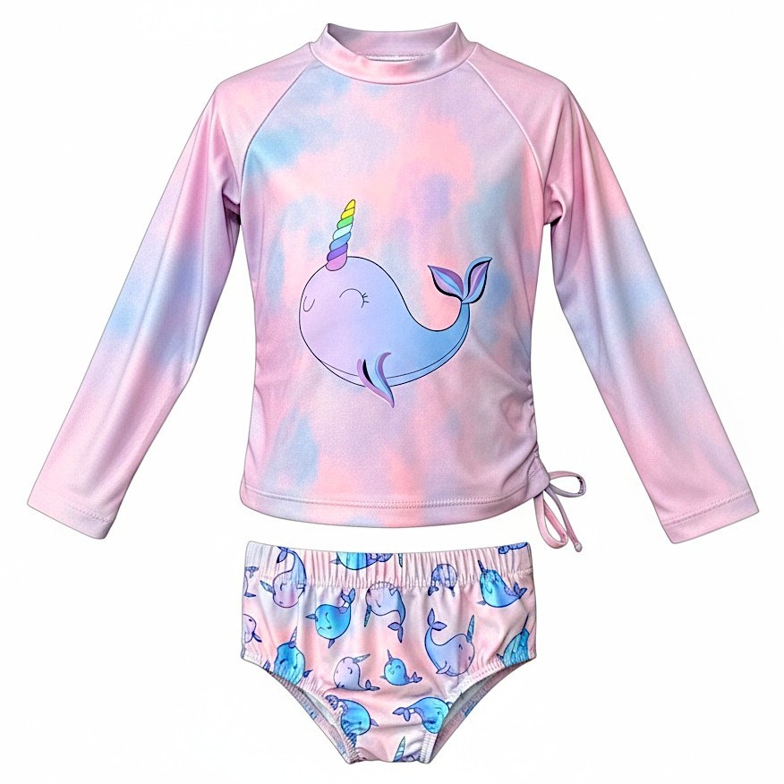 Conjunto Infantil Proteção Solar Uv Blusa Maiô Biquíni