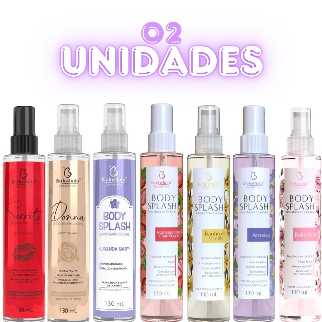 Kit 2 Body Splash Perfume Fresco Marcante Bio Instinto 130ml em Oferta na Shopee