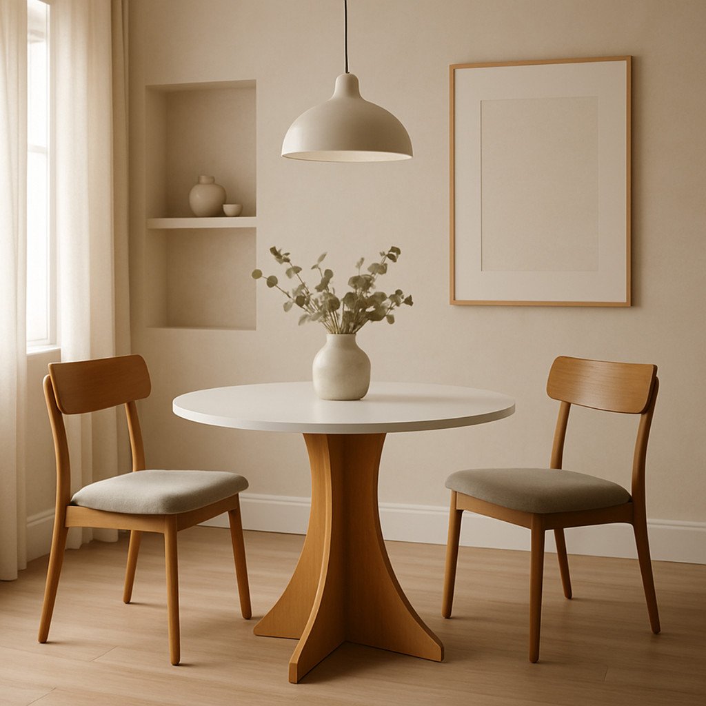 Mesa Redonda MDF Sala Jantar Cozinha Elegante Acabamento Fino em Oferta na Shopee