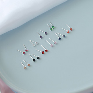 S925 prata esterlina colorido zircão sintético brincos feminino Mini All-Match strass diamante único simples pequenos br
