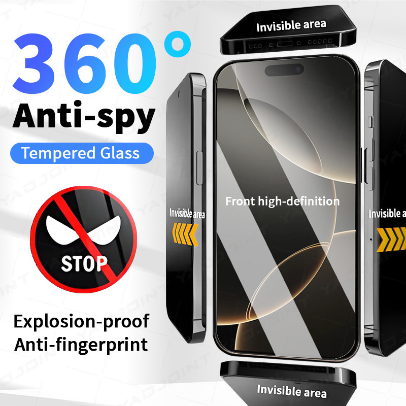 360 Graus Privacidade Pelicula de vidro para iPhone 17 16 15 14 13 12 11 Pro Max Air 16e mini Plus X XS MAX Película