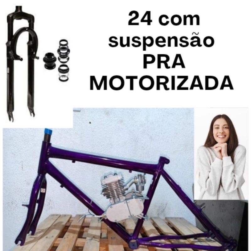 quadro aro 24 + suspensão amortecedor motorizada 80CC
