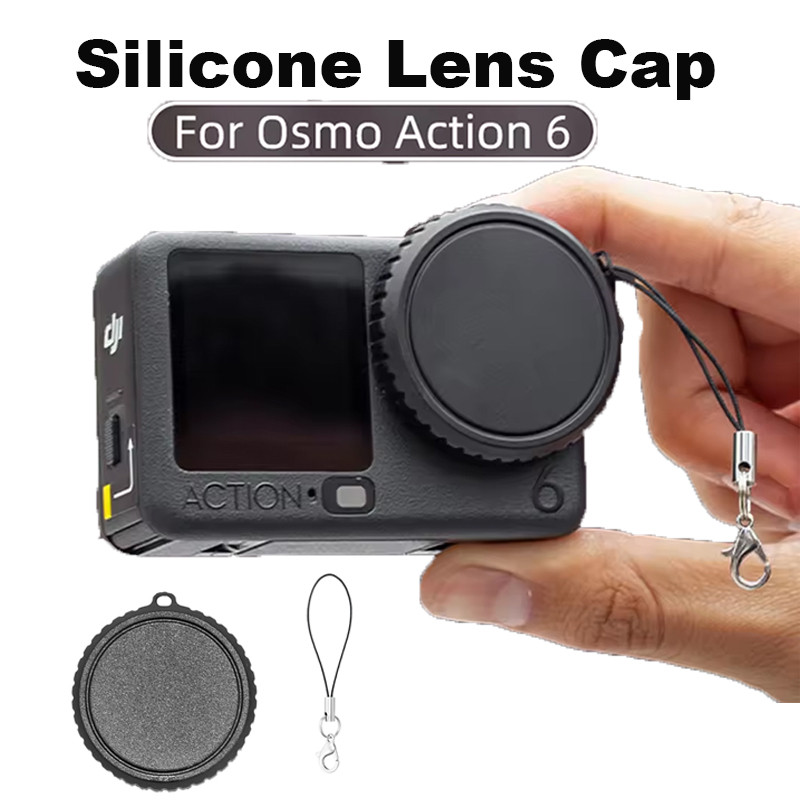 Tampa De Lente De Silicone Para DJI Osmo Action 6 Protetor Macia Anti-Risco Capa Protetora Com Cordão Acessórios De Câme