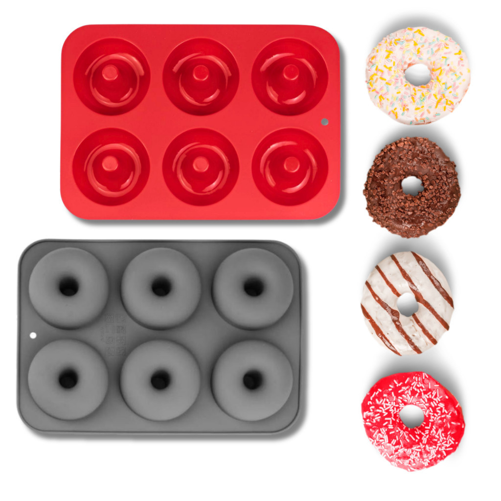 Kit 2 Molde Forma De Silicone Para Chocolate Mini Donuts Pudim Doce 6 Cavidades - Confeitaria e Culinária
