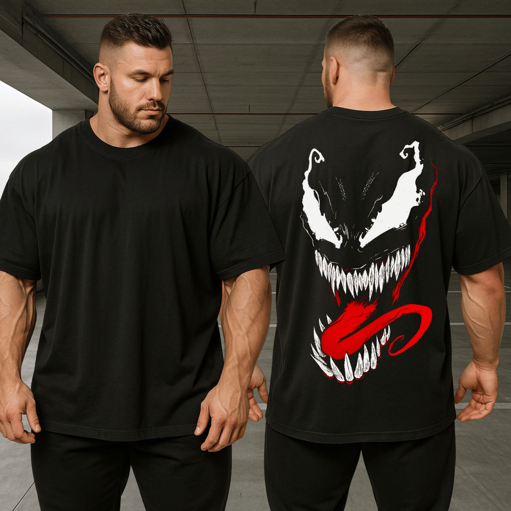 Camiseta Larga Oversized Venom Academia Bodybuilder Casual Spider Man