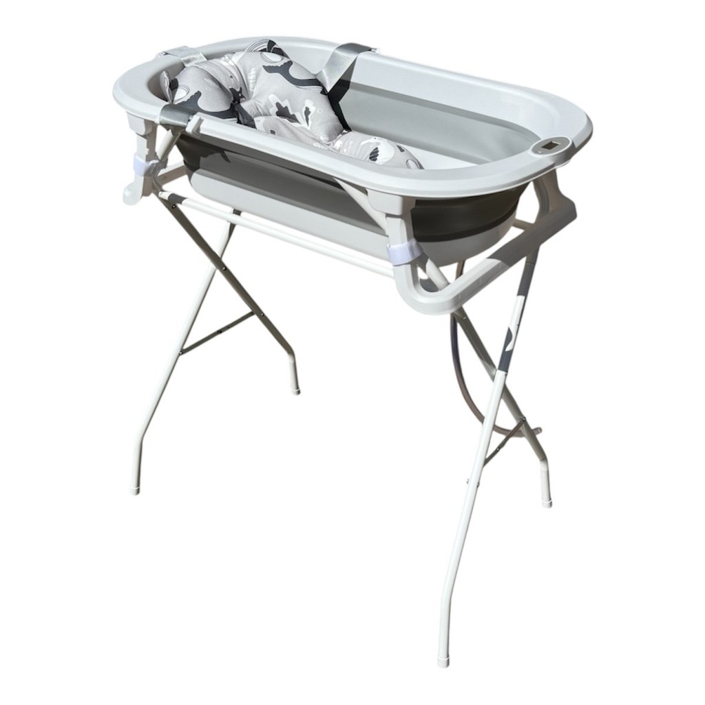 Banheira Bubbly Grey/Branco c/ Termômetro - Premium Baby