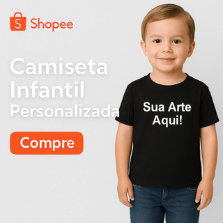 Camiseta Infantil Personalizada Logo Estampa 100% Algodão Premium