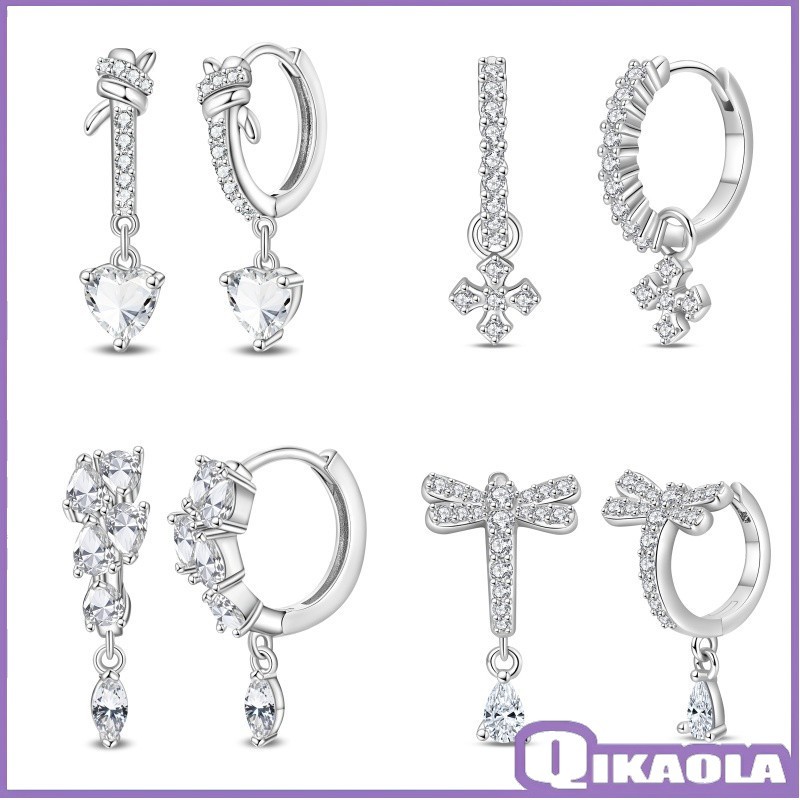 Qikaola-brincos femininos novo produto S925 prata esterlina clássico pequeno cruz brincos adequados para uso diário pres