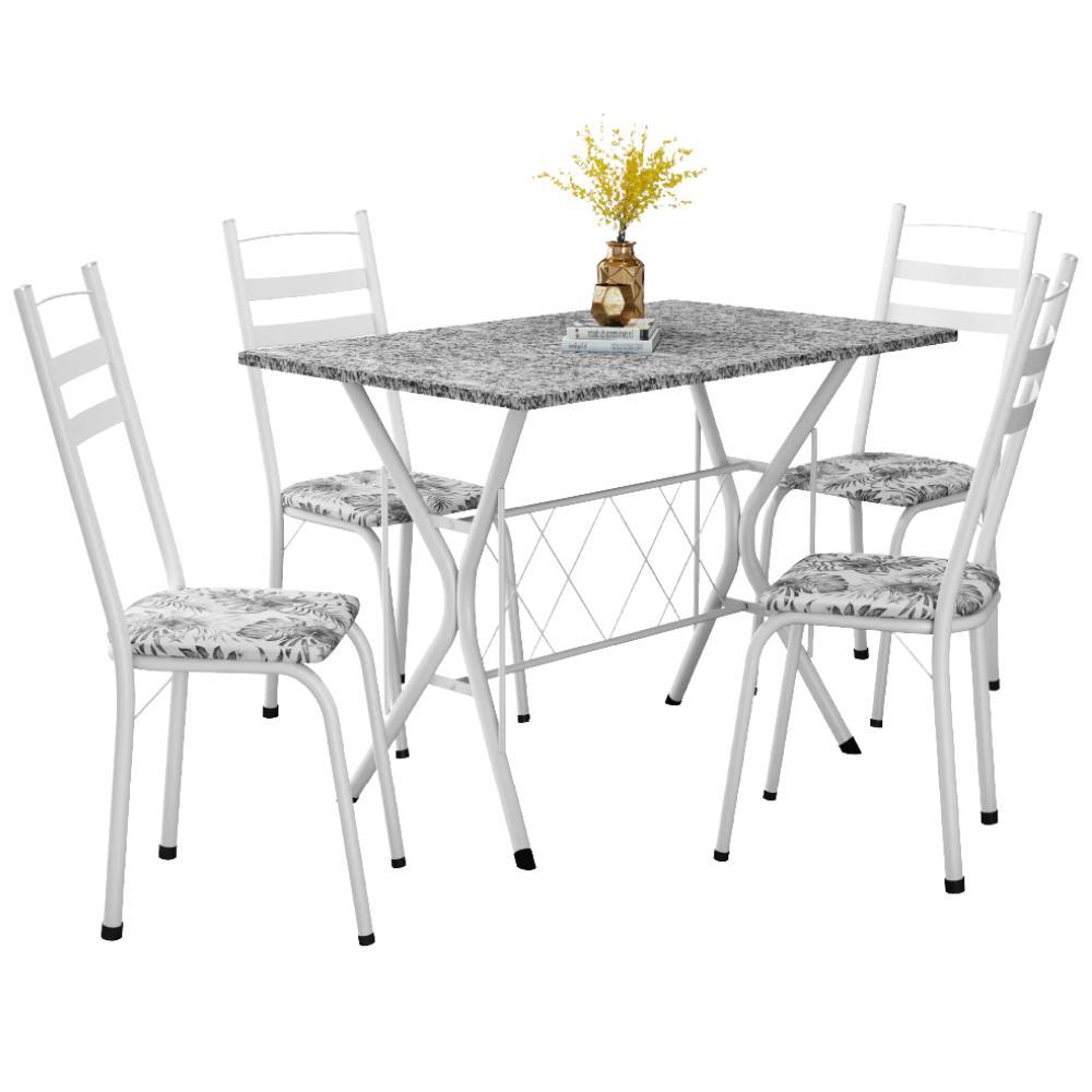 Conjunto de Mesa Sala De Jantar Leia 1m Com 4 Cadeiras Granito Tubular Artefamol em Oferta na Shopee