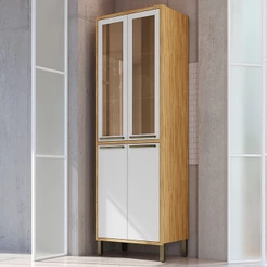 Paneleiro Syrah 4 Portas 4 Prateleiras Com Vidro 100% Mdf - Rio Doce