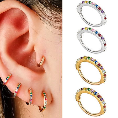 Piercing Nariz em Argola, Aço Inoxidável, Zircônias Coloridas Antialérgicas
